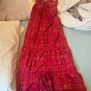 Red Patterned Maxi Dress